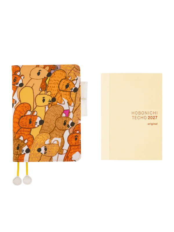 Hobonichi Techo 2027 100%ORANGE Busy Squirrels Original Size A6 Planner Cover