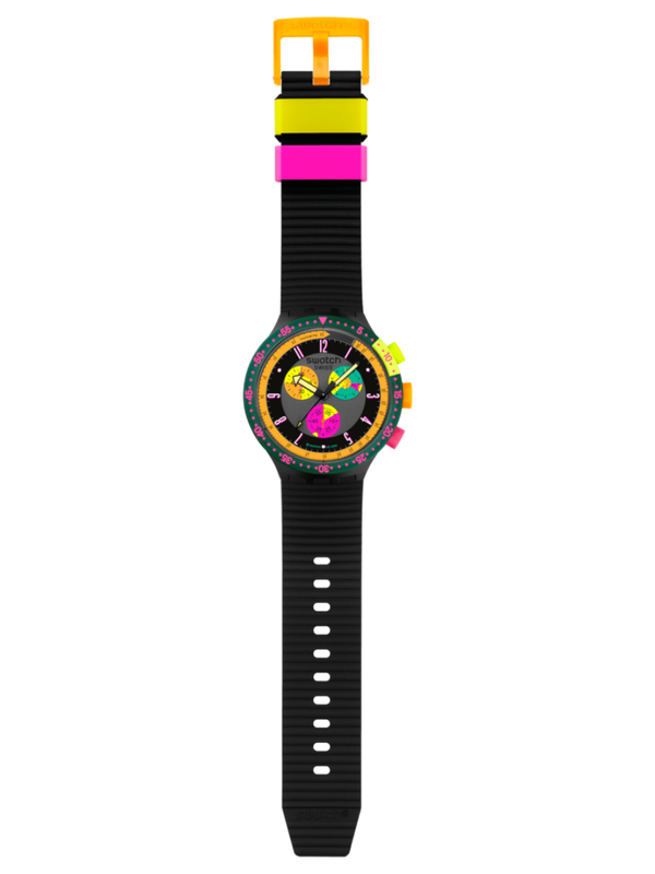 Swatch NEON SEPPIA SB02B104 Big Bold Chronograph Black Watch