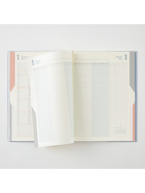 Midori 2027 B6 Double Schedule Monthly Diary Light Blue