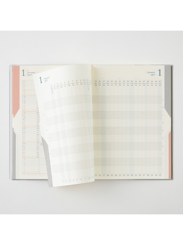 Midori 2027 B6 Double Schedule Monthly Diary Gray