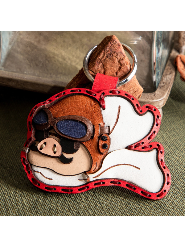 Porco Rosso Porco Leather Keyring Handmade Cow Leather Key Holder