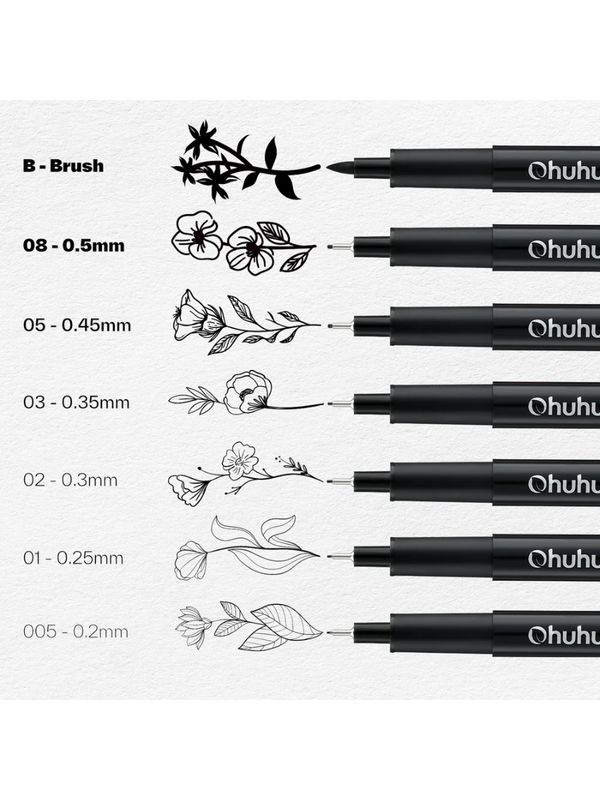 Ohuhu Colored Fineliner Pens Set  18 Pack with 12 Colors