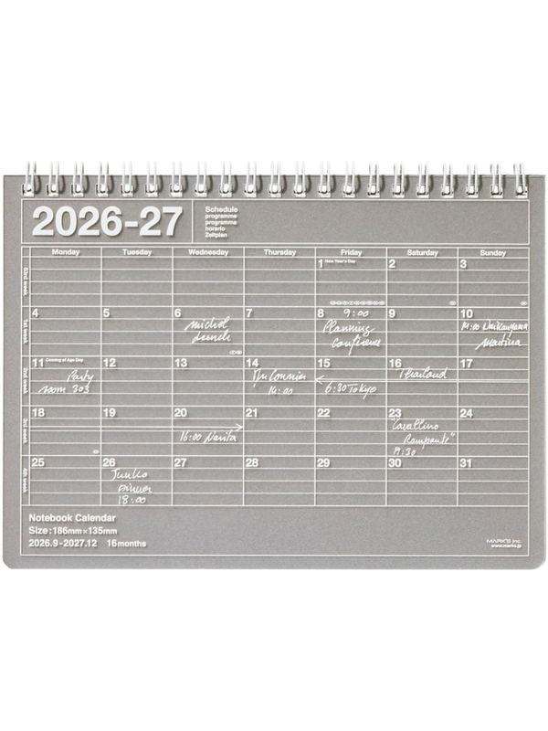 MARK'S 2027 Notebook Calendar Planner B6 September 2026 Start 27ADR-NB2