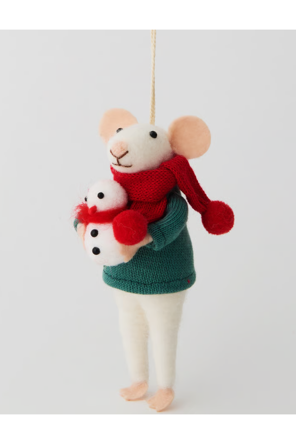 KIKA Wool Felt Mouse Snowman Christmas Ornament