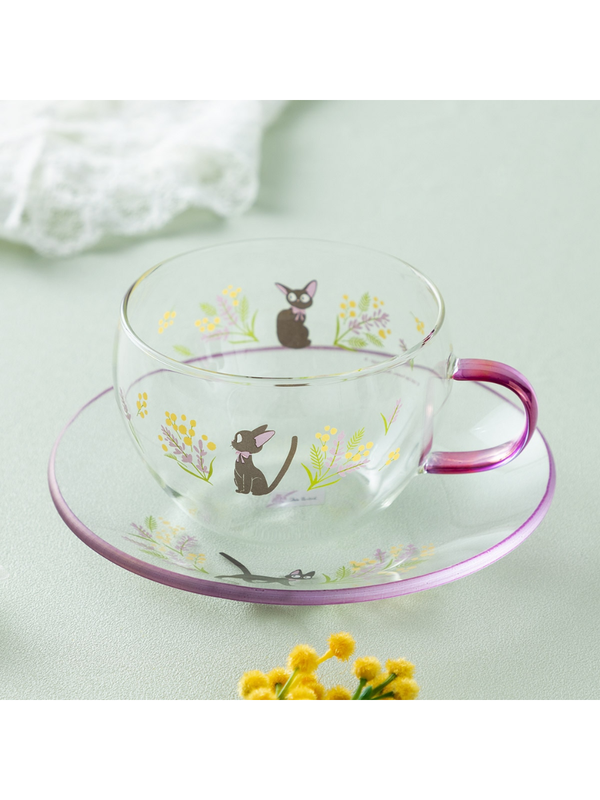 Kiki's Delivery Service Flower Bouquet Glass Cup and Saucer Set