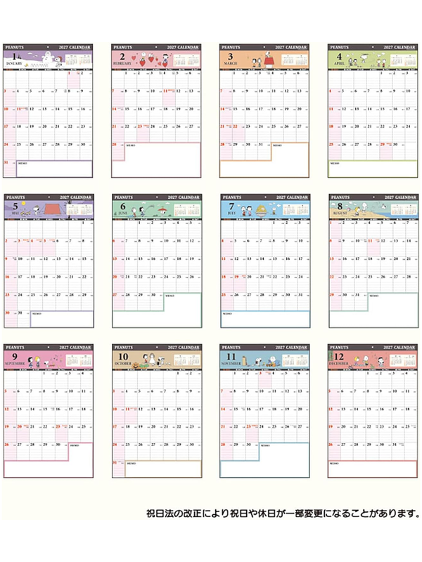 Peanuts Snoopy 2027 Wall Calendar Large Write-In Family Planner