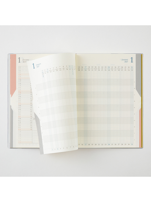 Midori 2027 B6 Double Schedule Monthly Diary Ochre