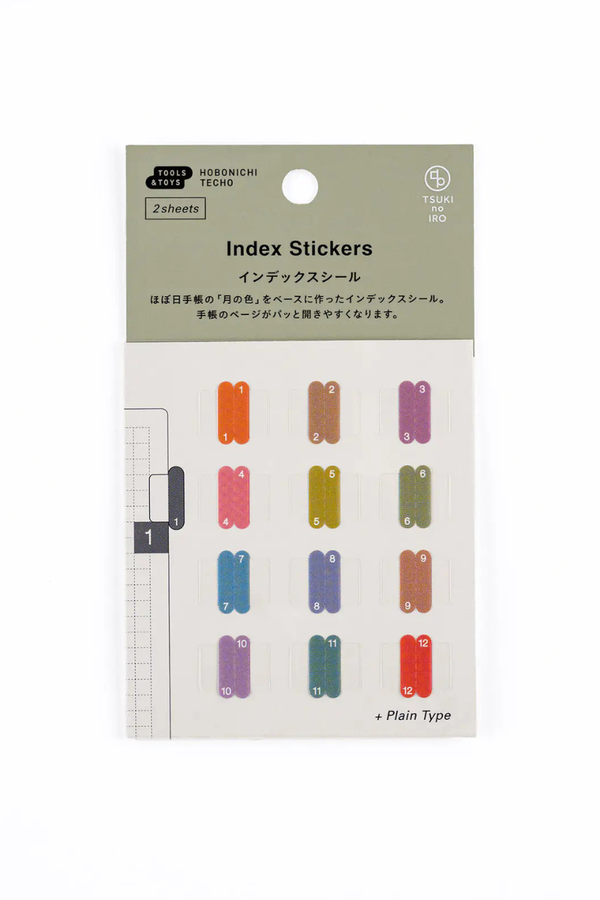 Hobonichi TSUKI no IRO Index Stickers – Numbered & Blank Set