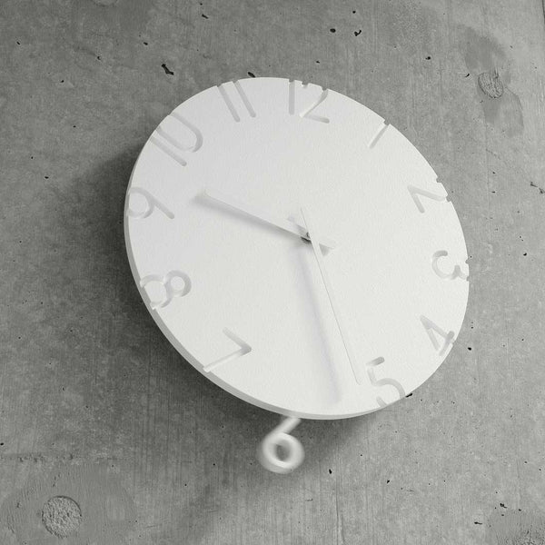 Naoki Terada Carved Swing Wall Clock White
