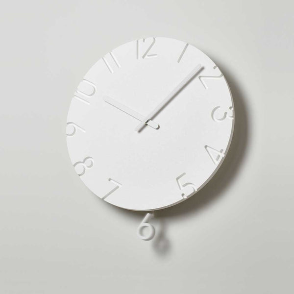 Naoki Terada Carved Swing Wall Clock White