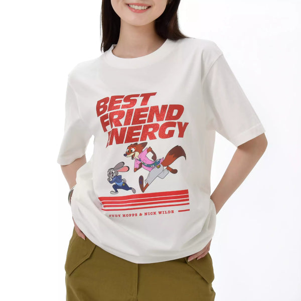 Disney Zootopia 2 Judy Hopps & Nick Wilde White Cotton T-Shirt