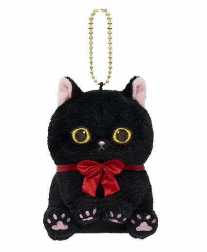 mofusand Sitting Black Cat Mascot Keychain