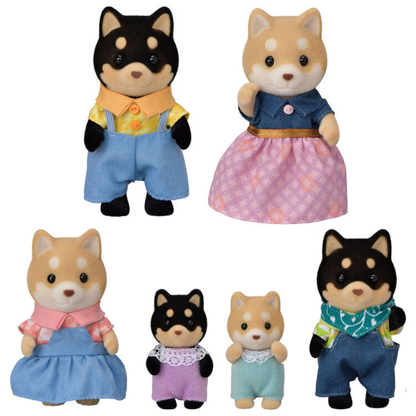 Sylvanian Families  Shiba Inu Family Figurine Set – 6-Piece Collectible Dog Dolls