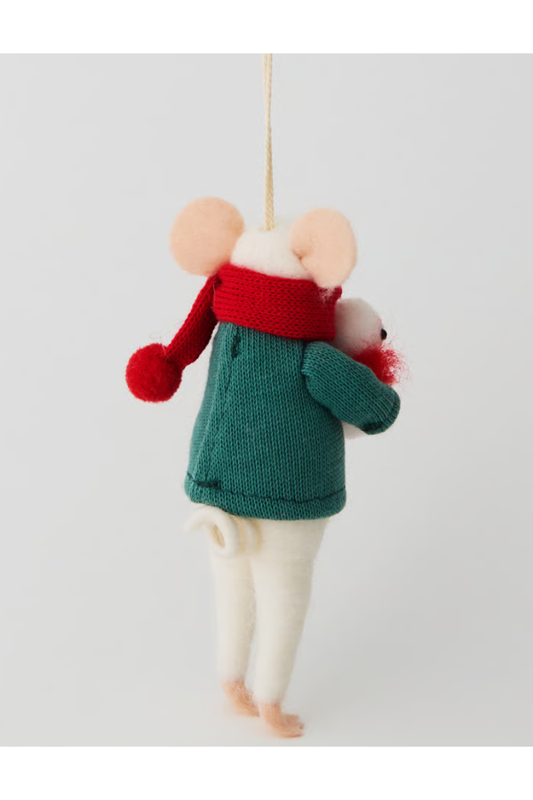 KIKA Wool Felt Mouse Snowman Christmas Ornament