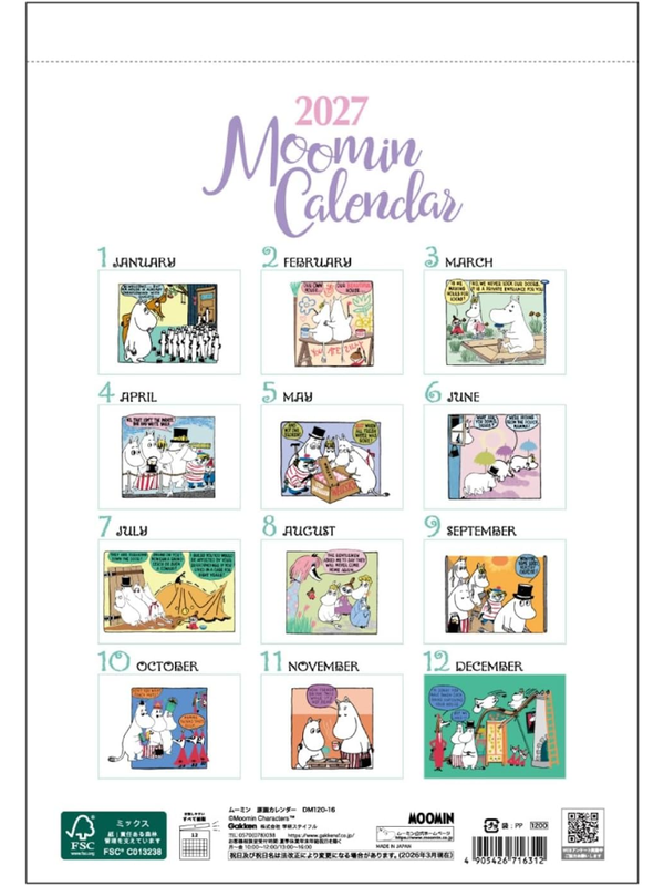 Gakken Moomin 2027 Wall Calendar Tove Jansson Original Artwork