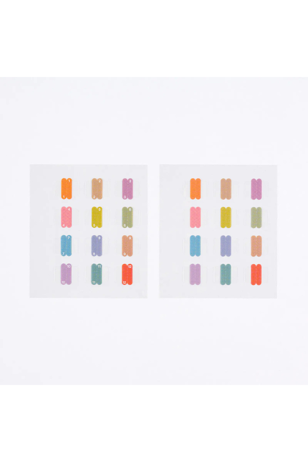 Hobonichi TSUKI no IRO Index Stickers – Numbered & Blank Set