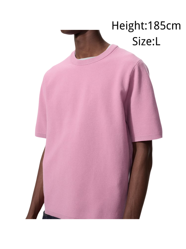 UNIQLO Washable Milano Rib Knit T-Shirt Regular Fit Lightweight Casual Top