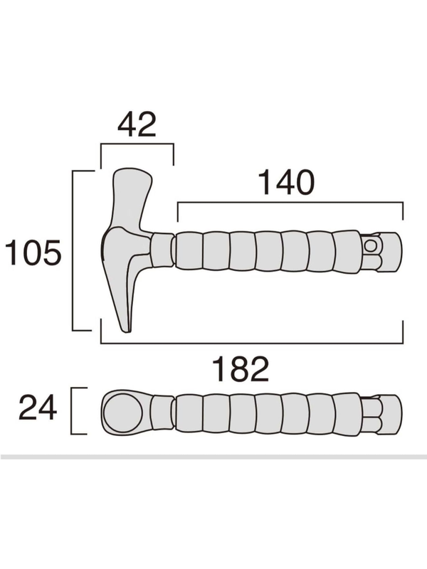 Fujiya HT17P-185 Through Handle Pocket Hammer 185mm