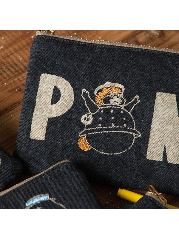 Pom Poko Shokichi Black Denim Pouch