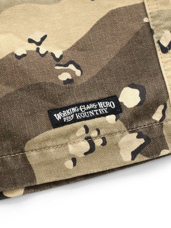 Kapital Cotton Herringbone PECKISH Chocolate Chip Camo Easy Short Pants