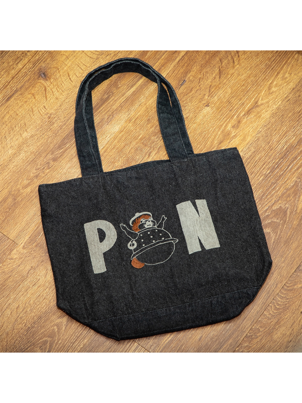 Pom Poko Shokichi Black Denim Tote Bag