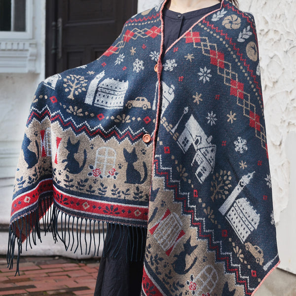 Studio Ghibli Kiki’s Delivery Service Buttoned Shawl Koriko Town