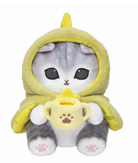 mofusand Fluffy Poncho Meow Plush with Hood – Playful Dinosaur S Size