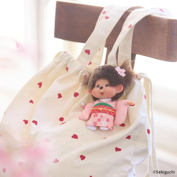 Sekiguchi Monchhichi Sakura Kimono Girl Keychain Plush