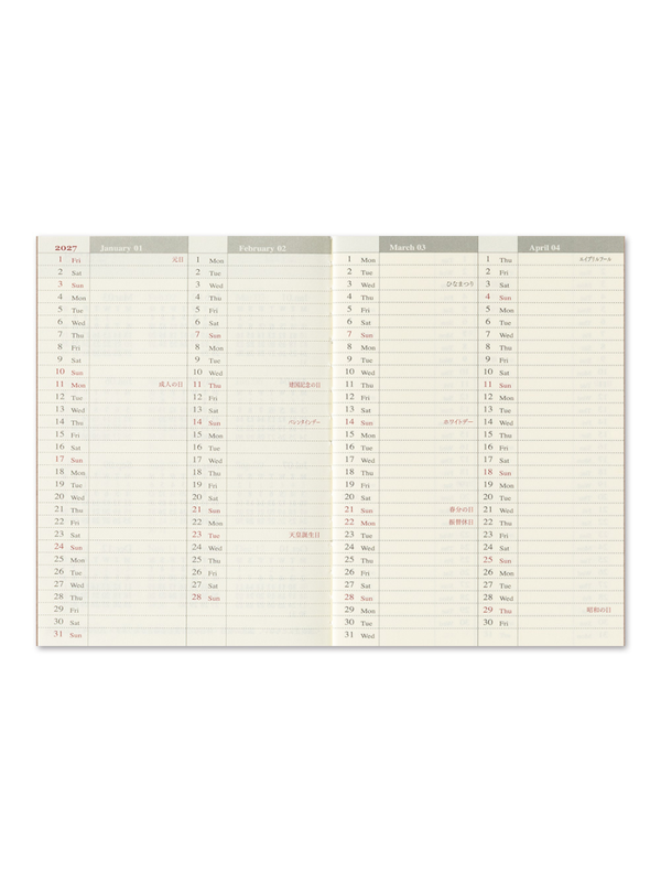 TRAVELER'S notebook Passport Size 2027 Weekly Diary Refill 2-Book Set