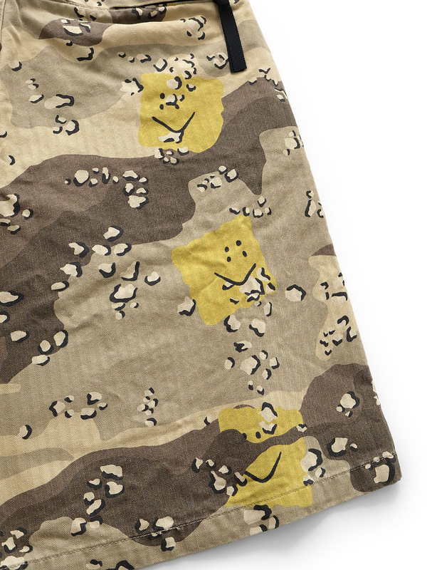 Kapital Cotton Herringbone PECKISH Chocolate Chip Camo Easy Short Pants