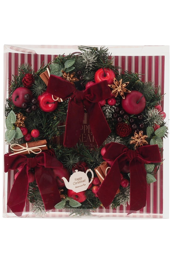 Afternoon Tea Large Christmas Wreath with Red Apples and Velvet Ribbon