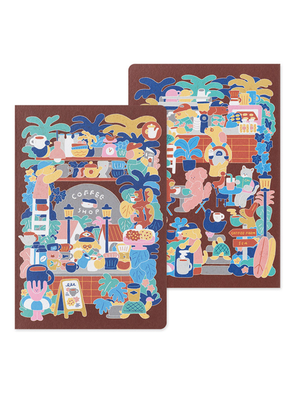 Midori Yuru Log B6 Dot Grid Notebook - Coffee Shop Design (15401006)