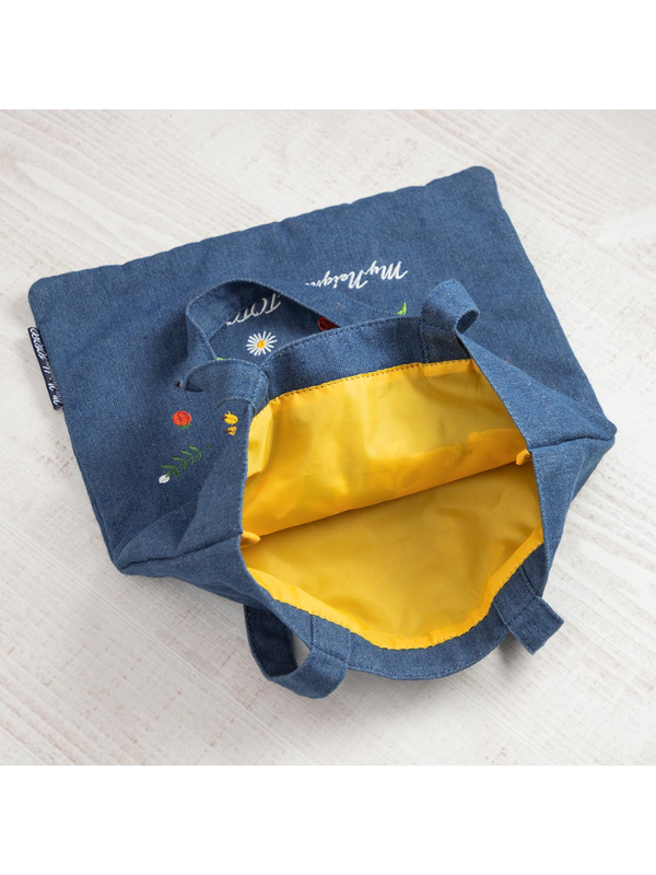 My Neighbor Totoro Denim Tote Bag Embroidered Floral Design
