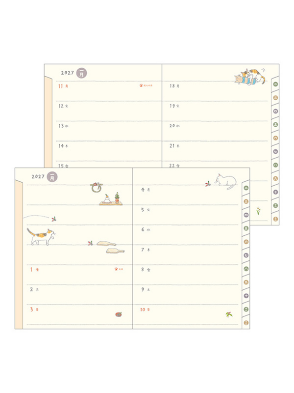 Midori 2027 A6 Cat Diary – Monthly & 2-Week Planner 22443006