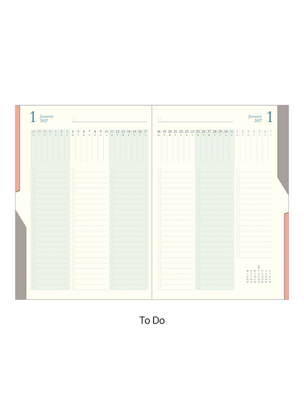 Midori 2027 B6 Double Schedule Monthly Diary Green