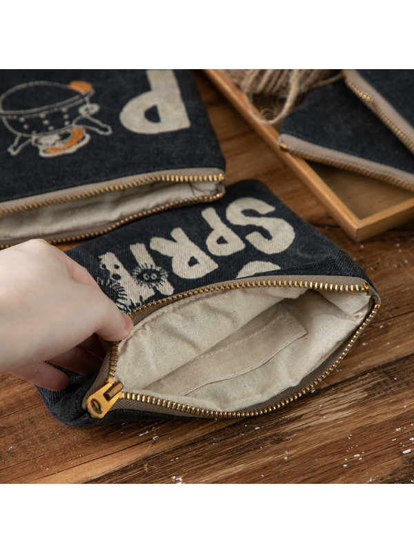 Pom Poko Shokichi Black Denim Pouch