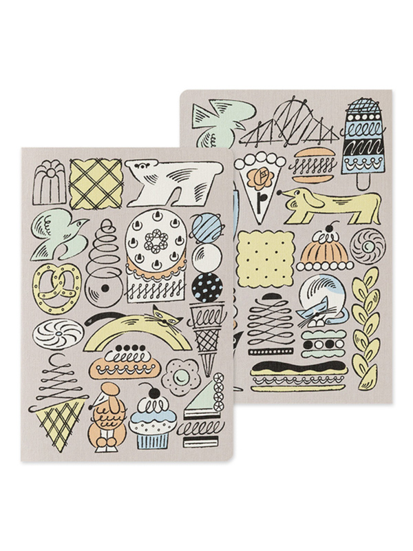 Midori Yuru Log B6 Dot Grid Notebook - Sweets & Animals Design (15399006)