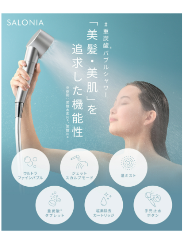 SALONIA Fine Bubble Clear Shower Head Set