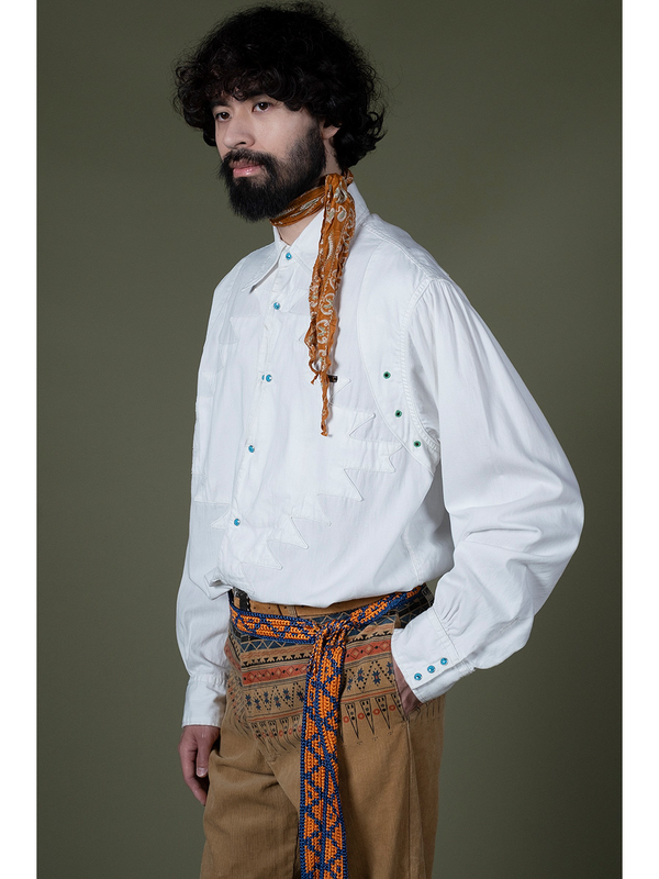 Kapital 5.5oz White Denim Thunderbird Husky Western Shirt
