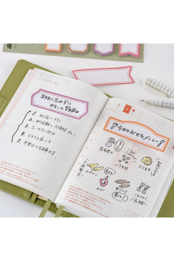 Hobonichi TSUKI no IRO Sticky Notes Frame Shapes Guide