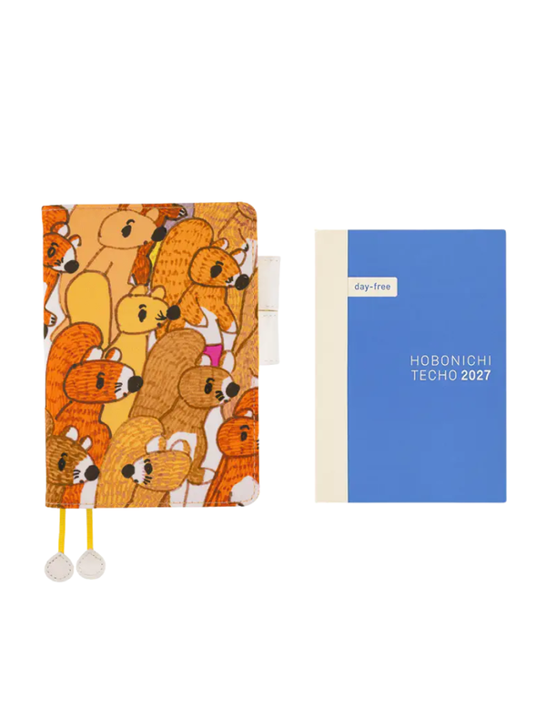 Hobonichi Techo 2027 100%ORANGE Busy Squirrels Original Size A6 Planner Cover