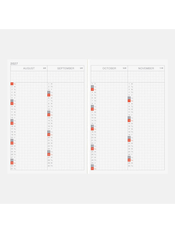Hobonichi Techo Original 2027 English Edition Planner A6