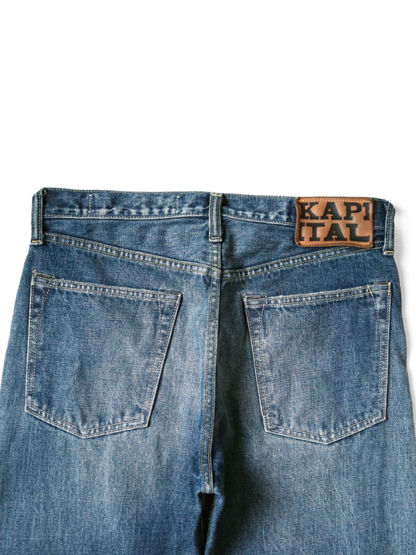 Kapital 13.5oz Zimbabwe Denim Pants 5-Pocket Monkey CISCO (Distressed)