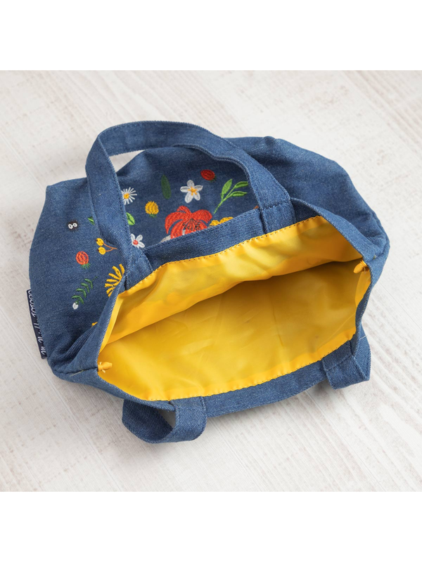 My Neighbor Totoro Denim Lunch Tote Bag Embroidered Floral Design