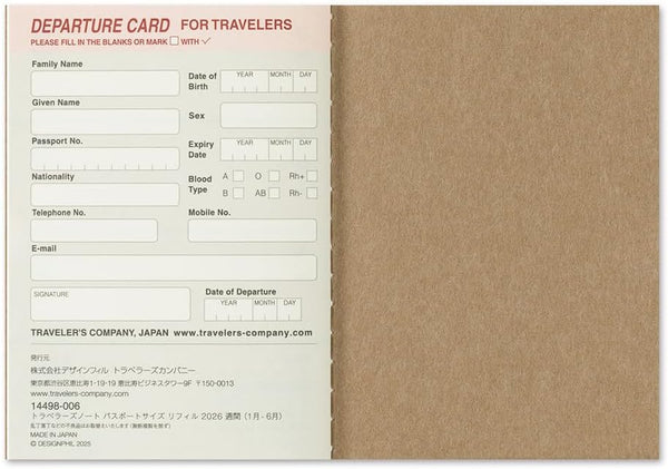 Traveler’s Notebook 2026 Weekly Refill
