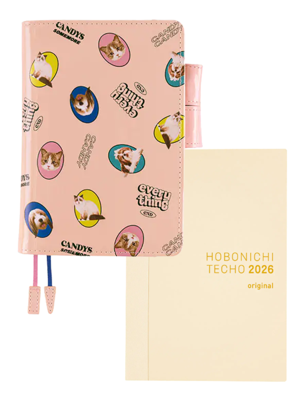 Hobonichi Techo Original A6 Cover Candy Stripper DOG & CAT Random Pink