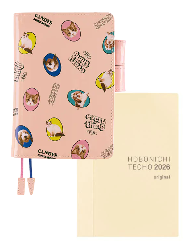 Hobonichi Techo Original A6 Cover Candy Stripper DOG & CAT Random Pink