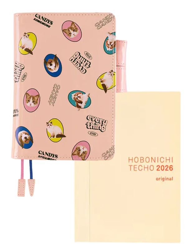 Hobonichi Techo Original A6 Cover Candy Stripper DOG & CAT Random Pink