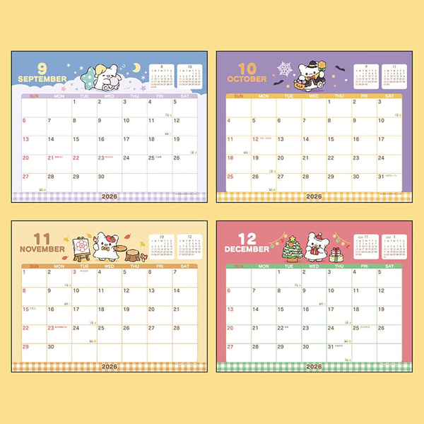 Sanrio 622206 Ring Calendar 2026 Ghosts Tabletop Paper Calendar