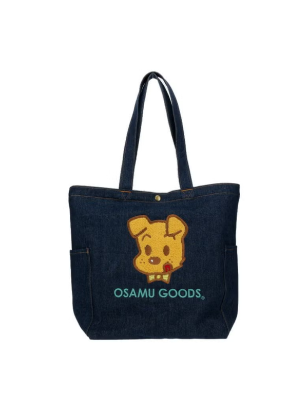 Osamu Goods Denim Tote Bag Embroidered Dog Navy